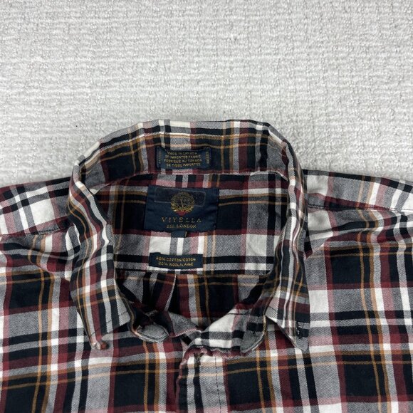 Viyella Shirt Men XL Red & Black Plaid Wool Blend Lumberjack Flannel Made Canada - Picture 2 of 16